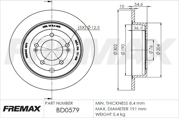 FREMAX BD-0579 - Спирачен диск vvparts.bg