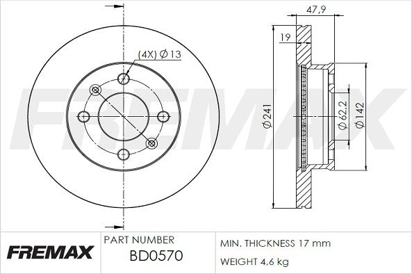 FREMAX BD-0570 - Спирачен диск vvparts.bg