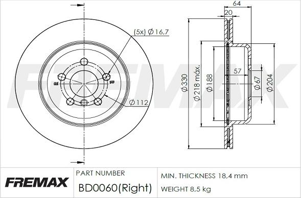 FREMAX BD-0060 - Спирачен диск vvparts.bg