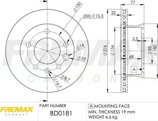 FREMAX BD-0181 - Спирачен диск vvparts.bg
