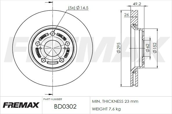 FREMAX BD-0302 - Спирачен диск vvparts.bg