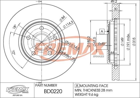 FREMAX BD-0220 - Спирачен диск vvparts.bg