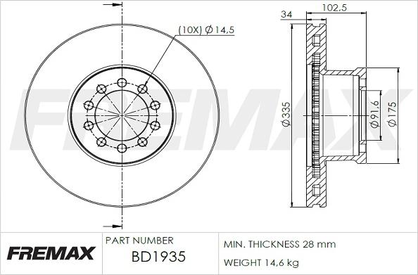 FREMAX BD-1935 - Спирачен диск vvparts.bg