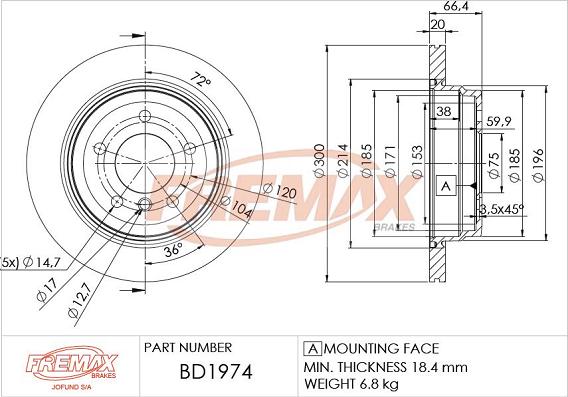 FREMAX BD-1974 - Спирачен диск vvparts.bg