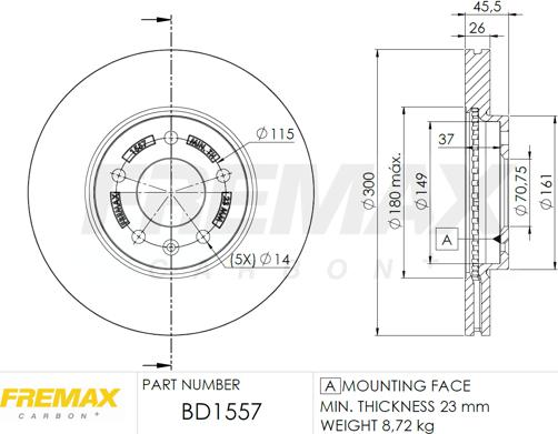 FREMAX BD-1557 - Спирачен диск vvparts.bg