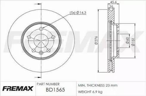 FREMAX BD-1565 - Спирачен диск vvparts.bg