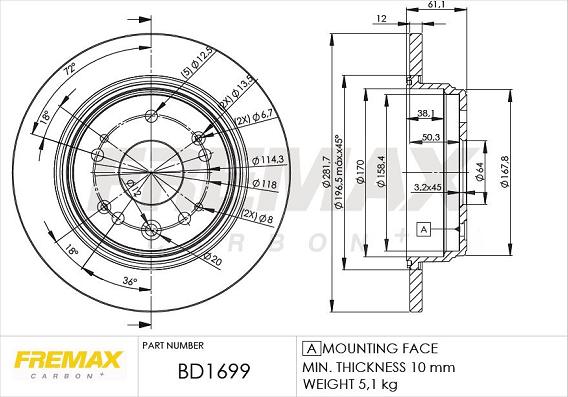 FREMAX BD-1699 - Спирачен диск vvparts.bg