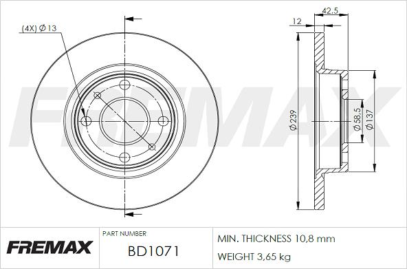 FREMAX BD-1071 - Спирачен диск vvparts.bg