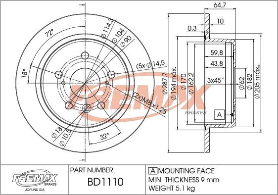 FREMAX BD-1110 - Спирачен диск vvparts.bg