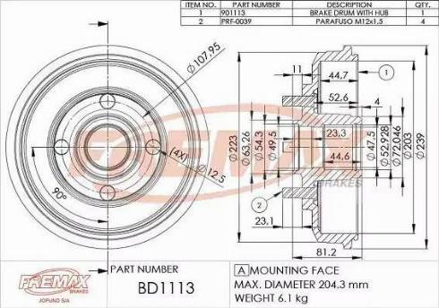 FREMAX BD-1113 - Спирачен барабан vvparts.bg