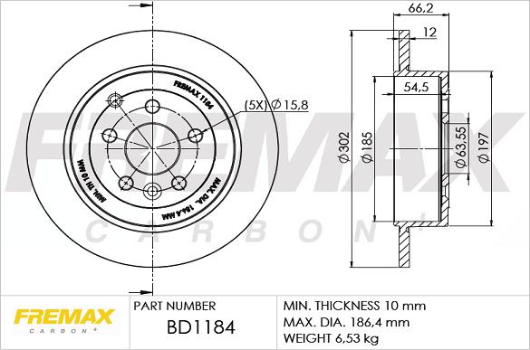 FREMAX BD-1184 - Спирачен диск vvparts.bg