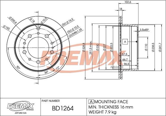 FREMAX BD-1264 - Спирачен диск vvparts.bg