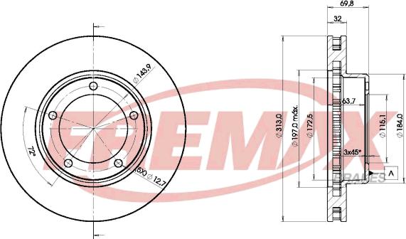 FREMAX BD-1265 - Спирачен диск vvparts.bg