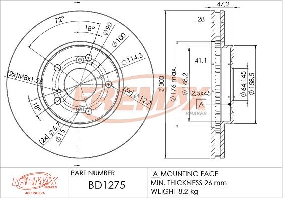 FREMAX BD-1275 - Спирачен диск vvparts.bg