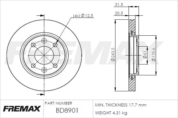 FREMAX BD-8901 - Спирачен диск vvparts.bg