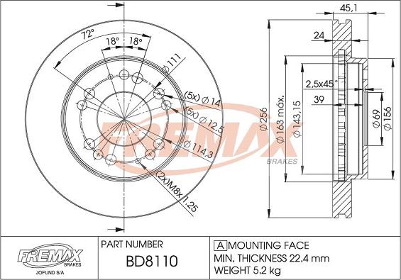 FREMAX BD-8110 - Спирачен диск vvparts.bg