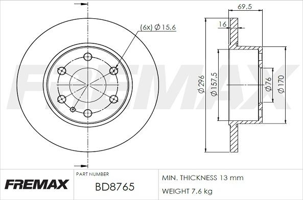 FREMAX BD-8765 - Спирачен диск vvparts.bg