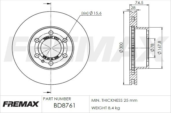 FREMAX BD-8761 - Спирачен диск vvparts.bg