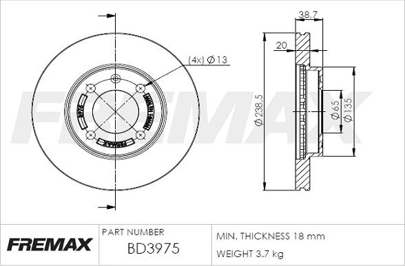 FREMAX BD-3975 - Спирачен диск vvparts.bg