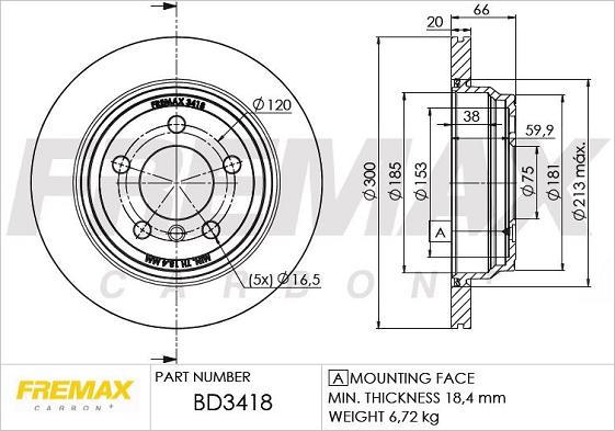 FREMAX BD-3418 - Спирачен диск vvparts.bg