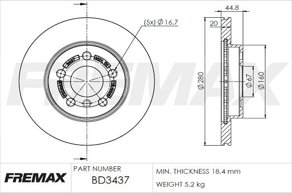 FREMAX BD-3437 - Спирачен диск vvparts.bg