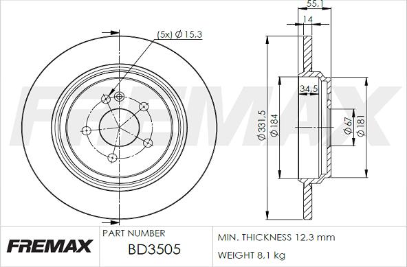 FREMAX BD-3505 - Спирачен диск vvparts.bg