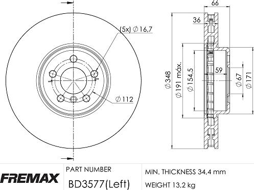 FREMAX BD-3577 - Спирачен диск vvparts.bg