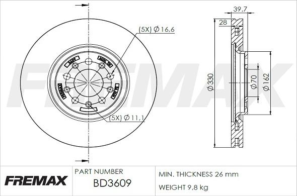 FREMAX BD-3609 - Спирачен диск vvparts.bg