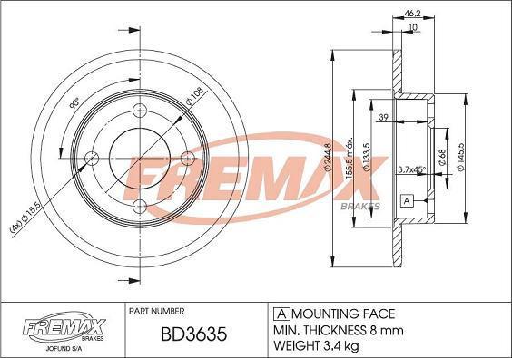 FREMAX BD-3635 - Спирачен диск vvparts.bg