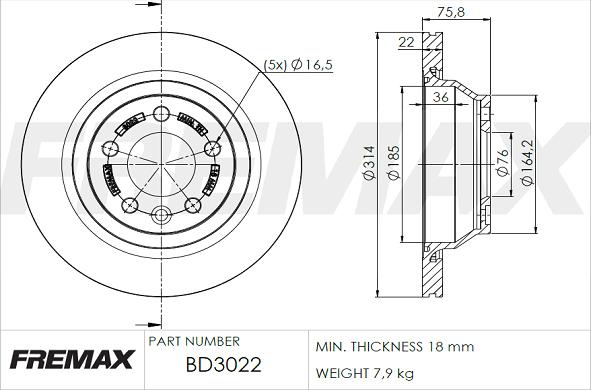 FREMAX BD-3022 - Спирачен диск vvparts.bg