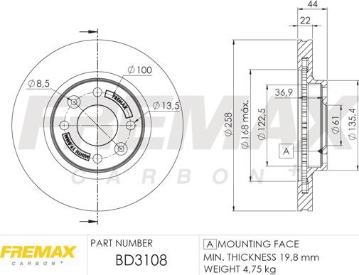 FREMAX BD-3108 - Спирачен диск vvparts.bg