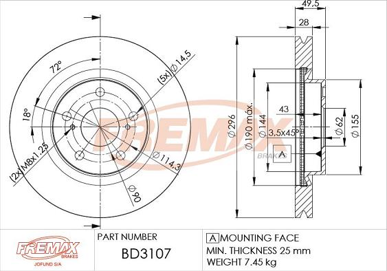 FREMAX BD-3107 - Спирачен диск vvparts.bg