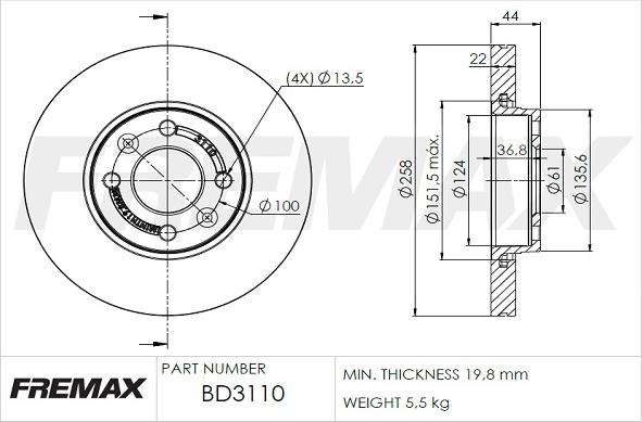 FREMAX BD-3110 - Спирачен диск vvparts.bg