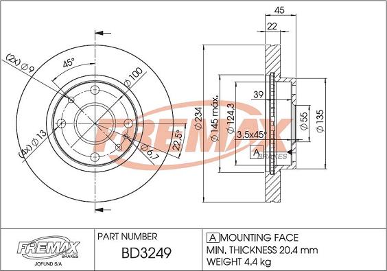 FREMAX BD-3249 - Спирачен диск vvparts.bg