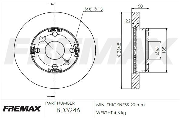 FREMAX BD-3246 - Спирачен диск vvparts.bg