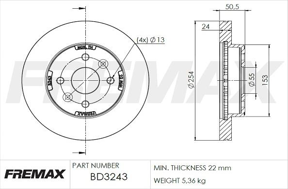 FREMAX BD-3243 - Спирачен диск vvparts.bg