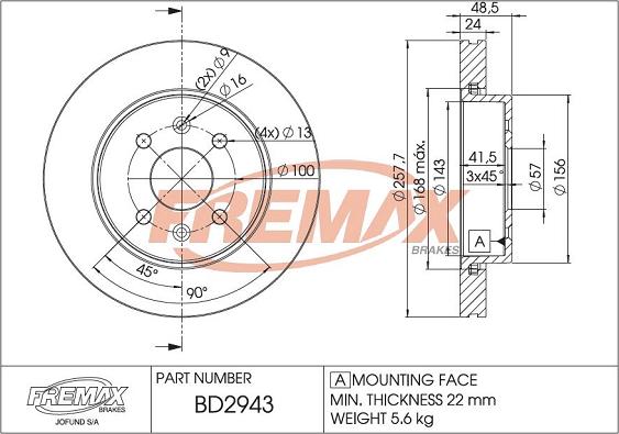 FREMAX BD-2943 - Спирачен диск vvparts.bg