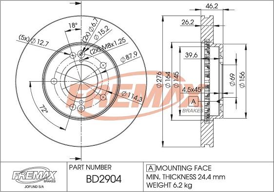 FREMAX BD-2904 - Спирачен диск vvparts.bg