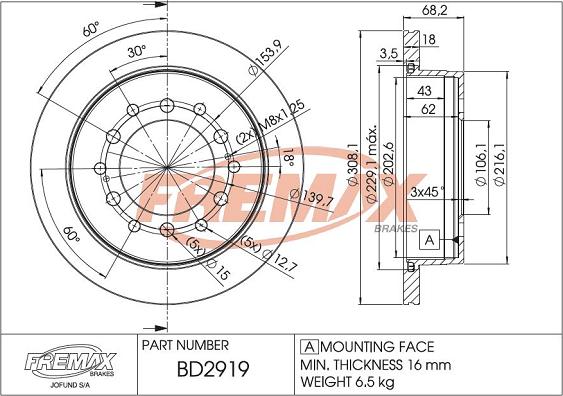 FREMAX BD-2919 - Спирачен диск vvparts.bg