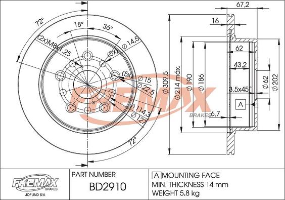 FREMAX BD-2910 - Спирачен диск vvparts.bg