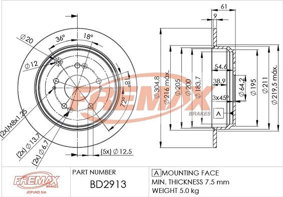 FREMAX BD-2913 - Спирачен диск vvparts.bg