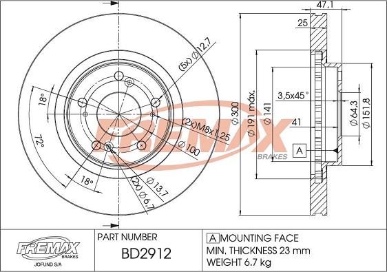 FREMAX BD-2912 - Спирачен диск vvparts.bg