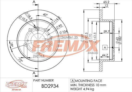 FREMAX BD-2934 - Спирачен диск vvparts.bg