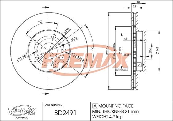 FREMAX BD-2491 - Спирачен диск vvparts.bg