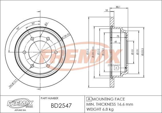 FREMAX BD-2547 - Спирачен диск vvparts.bg