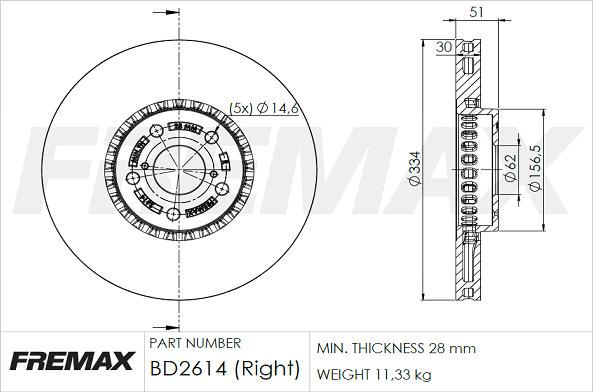 FREMAX BD-2614 - Спирачен диск vvparts.bg