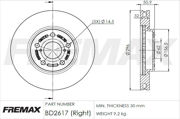 FREMAX BD-2617 - Спирачен диск vvparts.bg