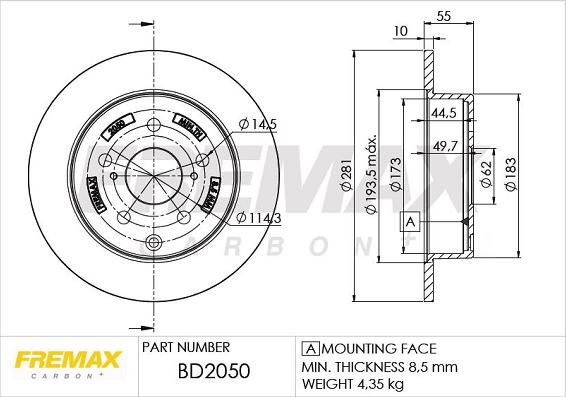 FREMAX BD-2050 - Спирачен диск vvparts.bg