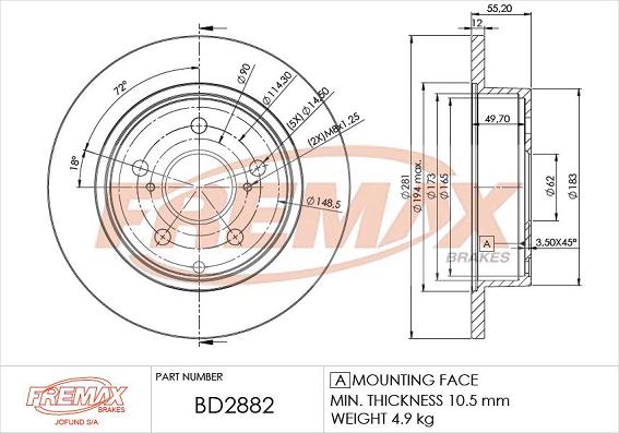 FREMAX BD-2882 - Спирачен диск vvparts.bg