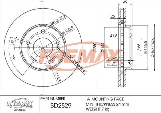 FREMAX BD-2829 - Спирачен диск vvparts.bg